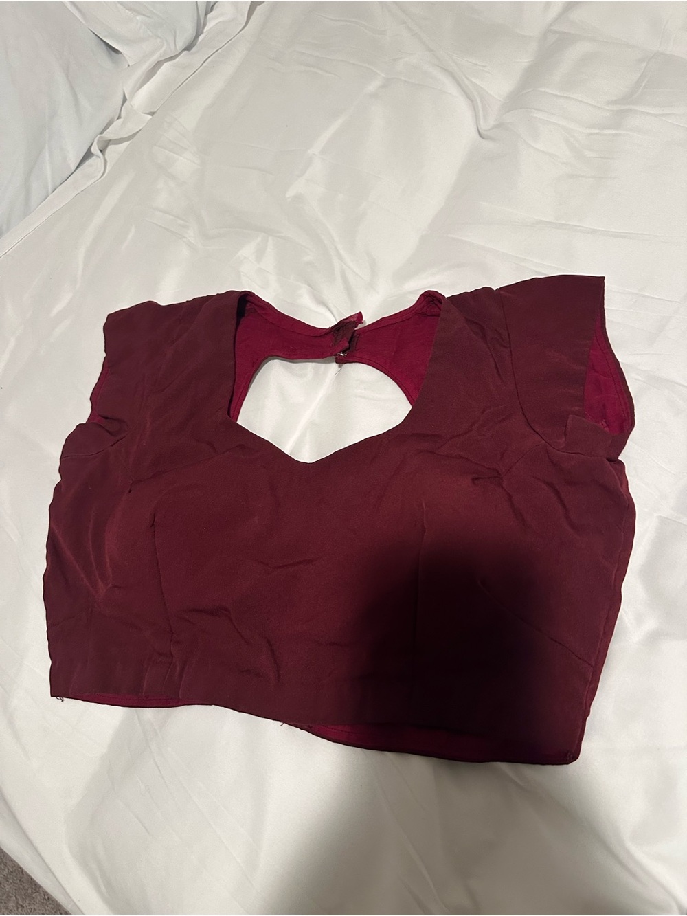 Women’s Burgundy Cutout Cap-Sleeve Top